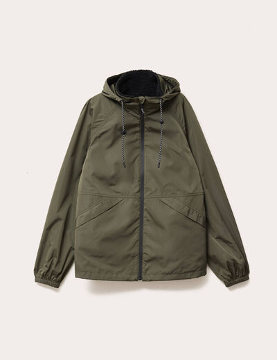 Parka déperlante 2-en-1 vert kaki femme