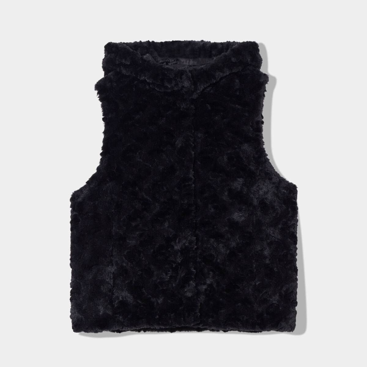 Veste droite à capuche noir femme