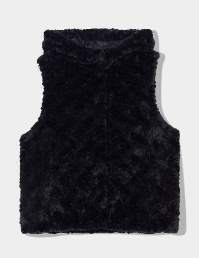 Veste droite à capuche noir femme