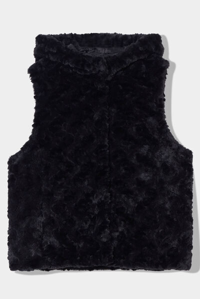 Veste droite à capuche noir femme