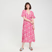 Robe longue évasée rose fushia femme