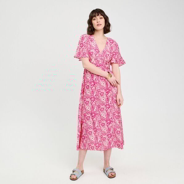 robe longue evasee rose fushia femme Robe longue évasée rose fushia femme