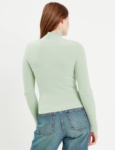 Pull avec col montant vert fluo femme