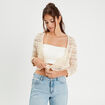 Gilet manches 3/4 ajouré ecru femme