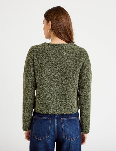 Veste effet polaire vert kaki femme