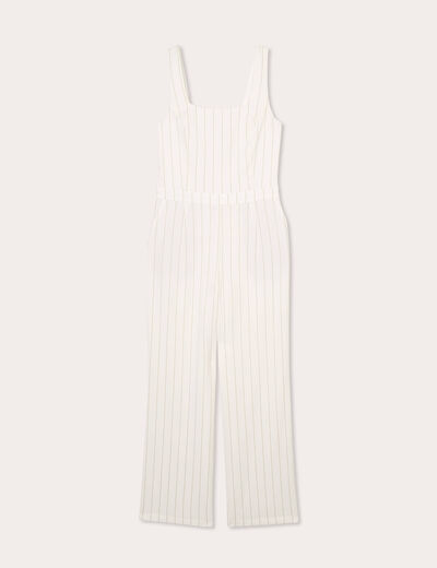 Combinaison pantalon bretelles blanc femme
