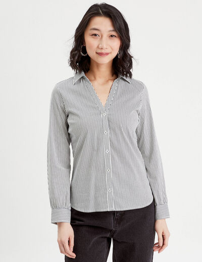 Chemise manches longues bleu marine femme