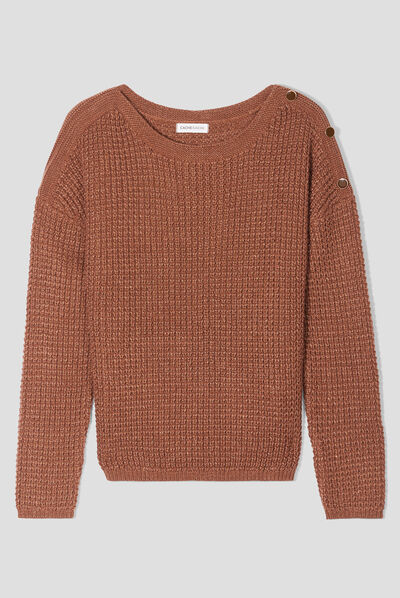 Pull manches longues marron femme