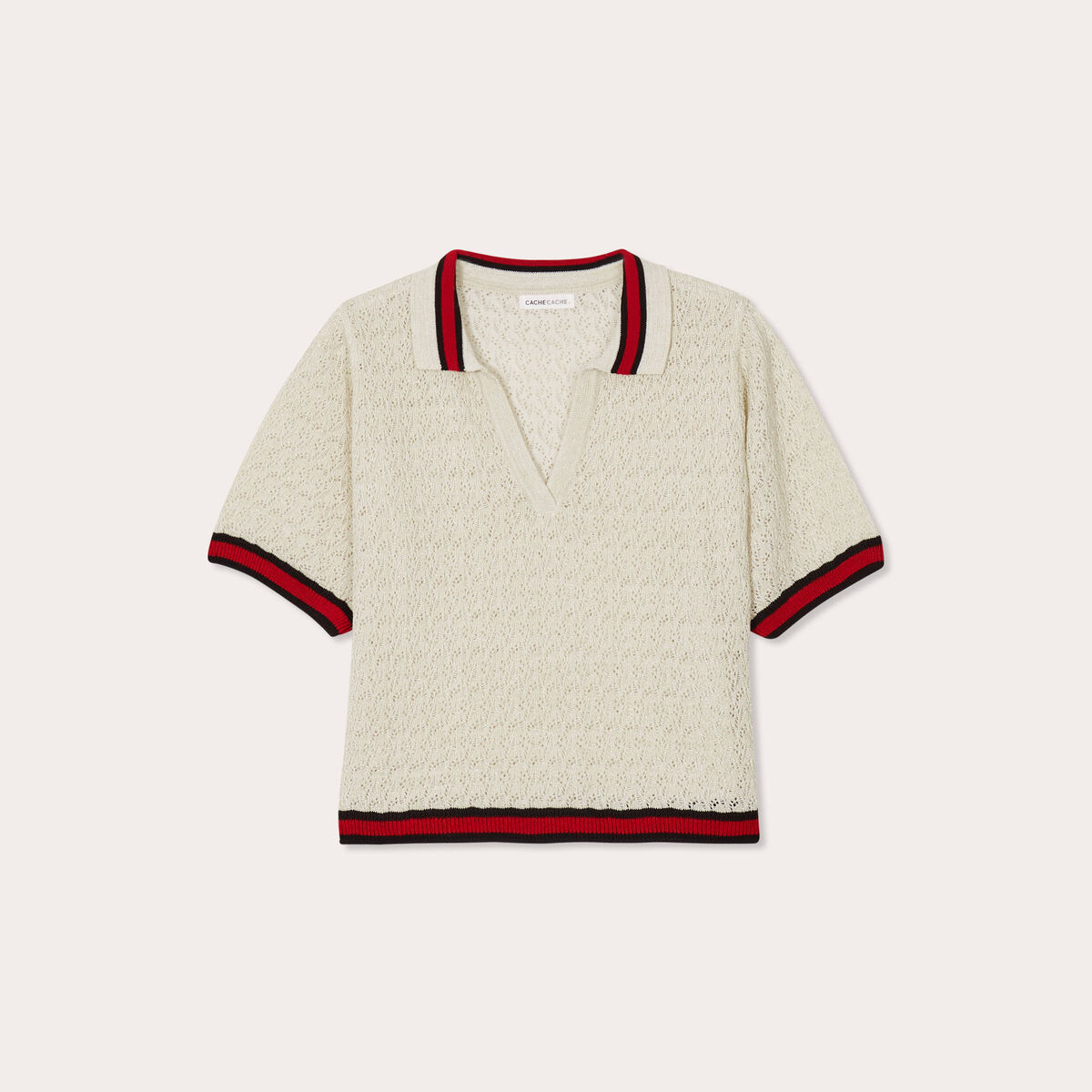 Polo manches courtes ecru femme