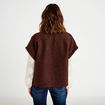 Gilet polaire manches courtes marron fonc&eacute; femme