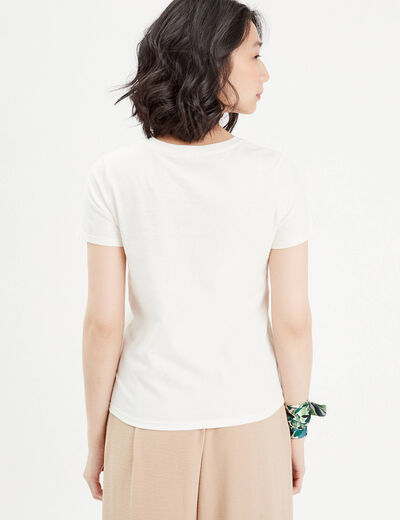 T-shirt manches courtes ecru femme