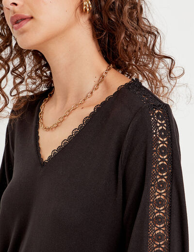 T-shirt manches longues noir femme