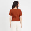 T-shirt manches courtes marron femme