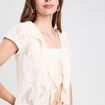 Blouse ajourée décolleté manches courtes ecru femme