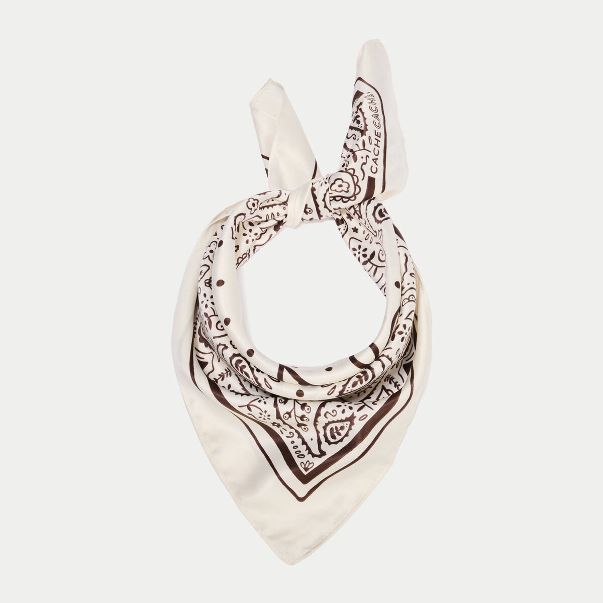 Foulard satin&eacute; soyeux ecru femme