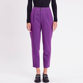 Pantalon city carotte violet foncé femme