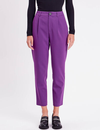 Pantalon city carotte violet foncé femme