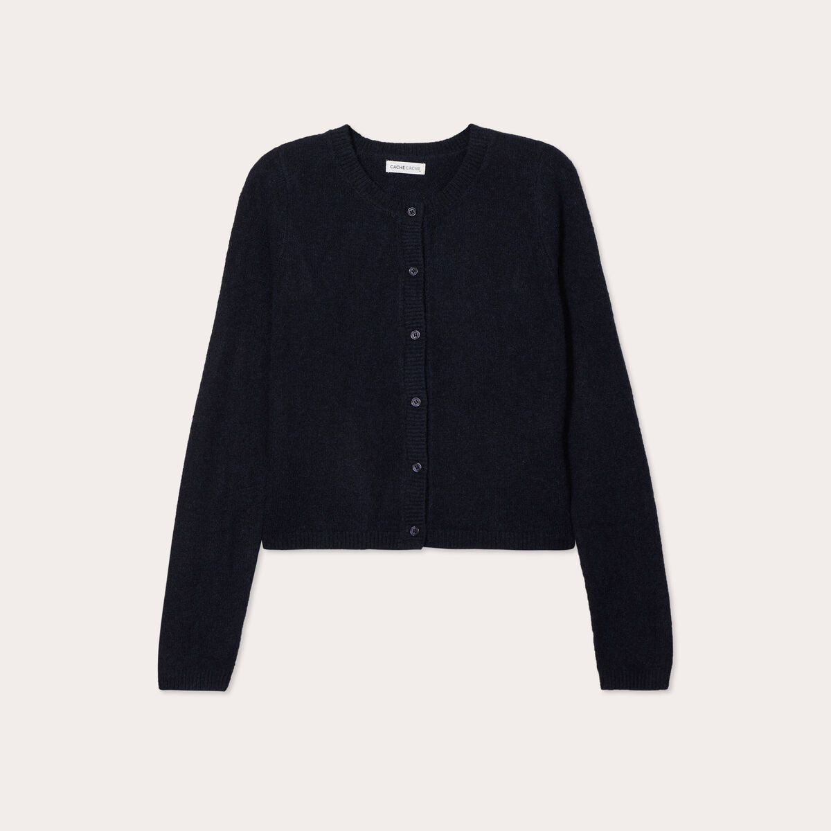 Gilet boutonn&eacute; manches longues bleu marine femme