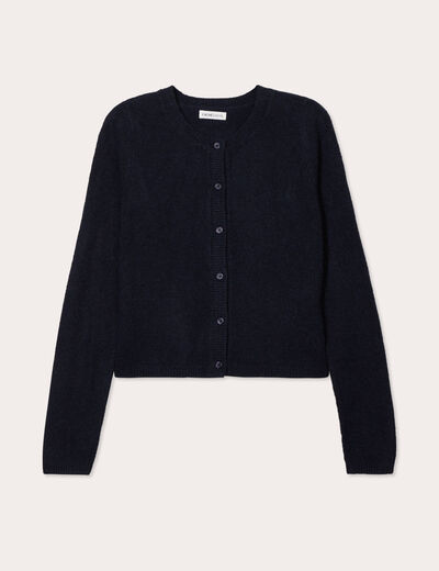 Gilet boutonné manches longues bleu marine femme