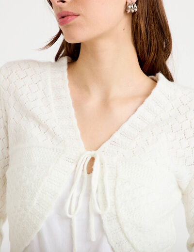 Gilet manches longues ecru femme