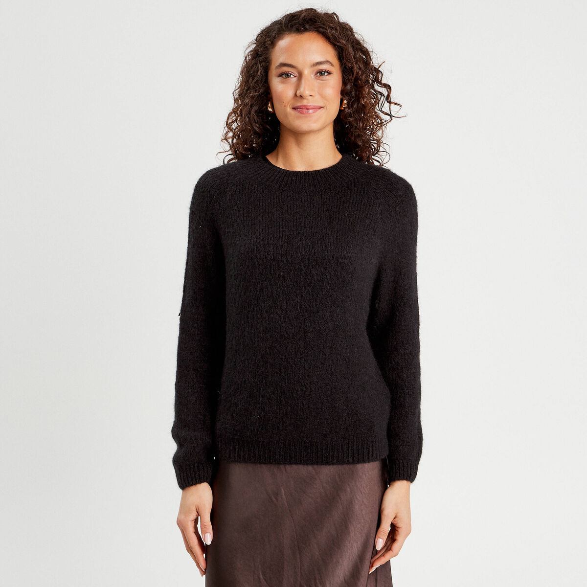Pull manches longues noir femme