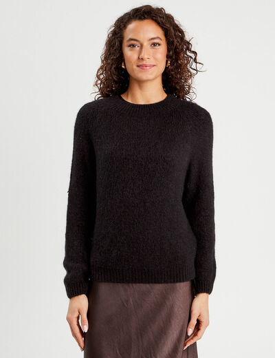 Pull manches longues noir femme
