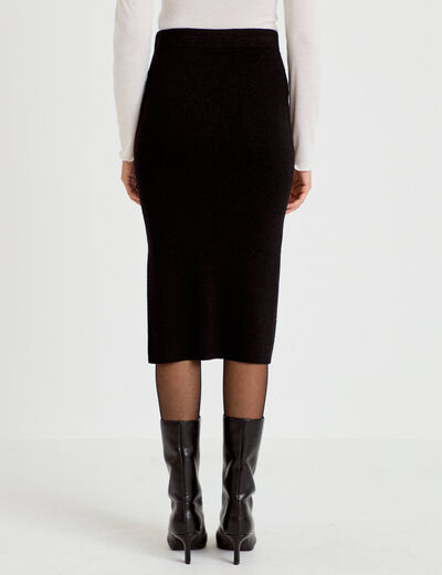 Jupe ajust&eacute;e longueur 3/4 noir femme