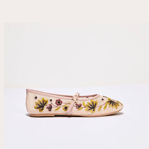 Ballerines résille brodées rose champagne femme