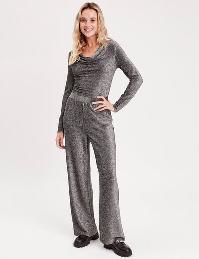 Body manches longues gris argent femme