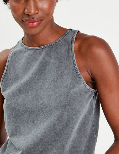 Débardeur cropped bleu gris femme
