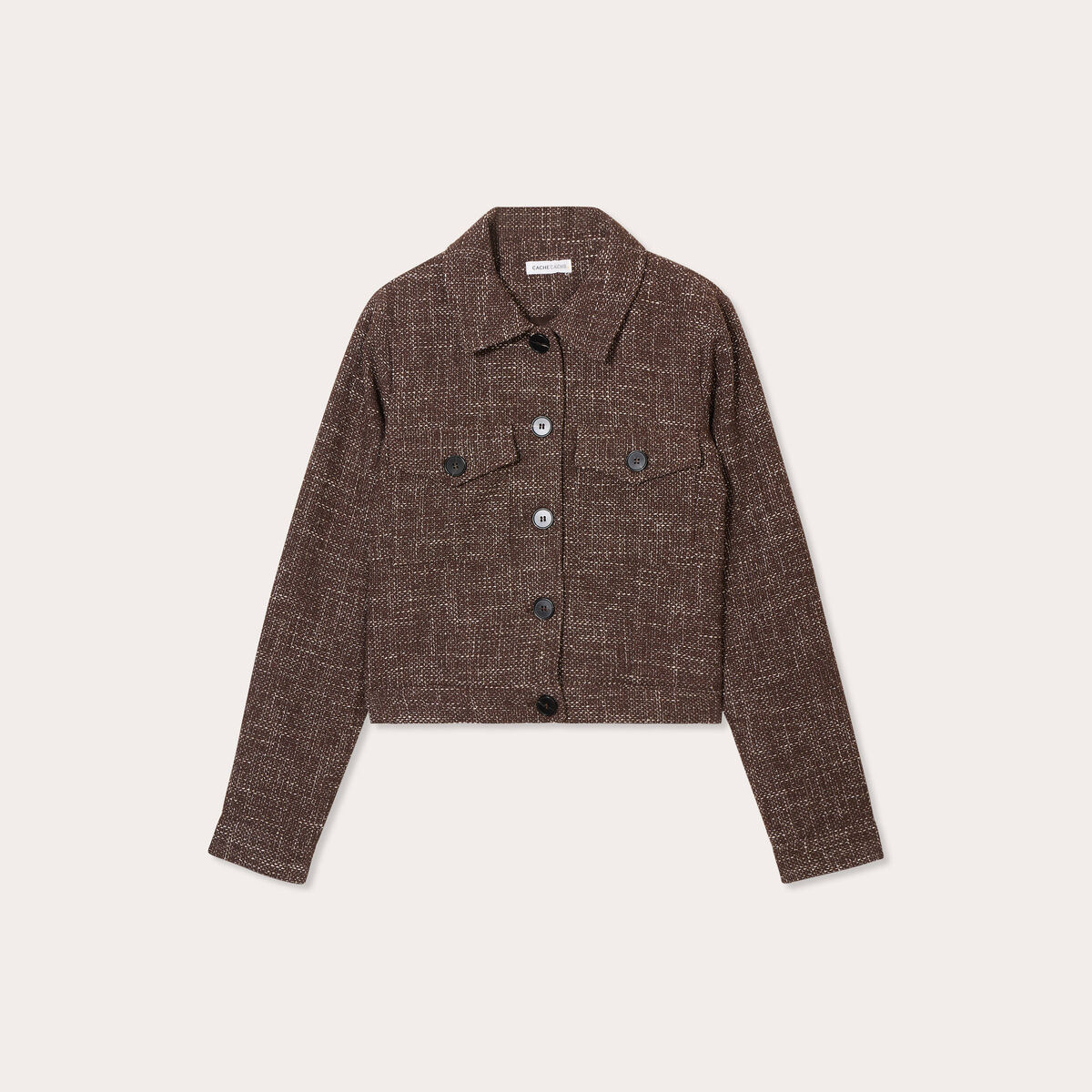 Veste tweed boutonnée bordeaux femme