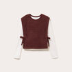 T-shirt pull sans manches 2-en-1 marron femme