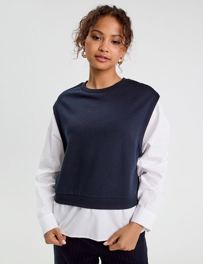 Sweat manches longues bleu marine femme