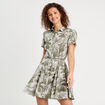 Robe chemise évasée vert femme