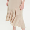 Jupe longue trapèze volants beige femme