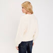 Gilet bouclette col rond manches longues ivoire femme