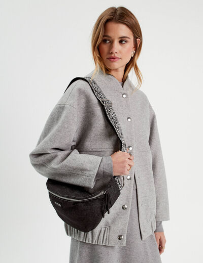 Sac banane denim noir femme