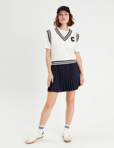 Sweat sans manches ecru femme