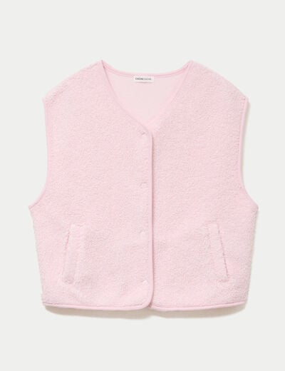 Gilet sans manches effet polaire rose clair femme