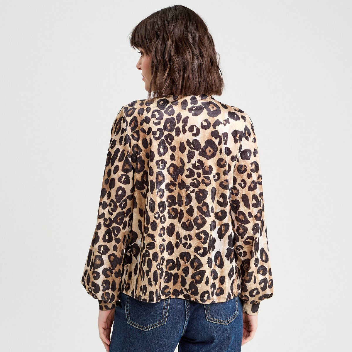 Blouse col lavallière beige femme
