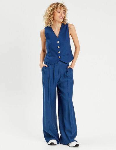 Veston sans manches bleu marine femme
