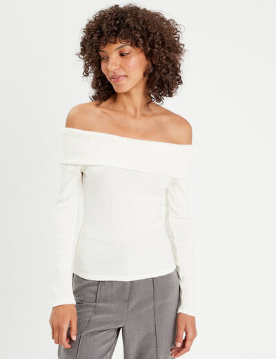 T-shirt manches longues ecru femme