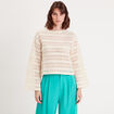 T-shirt crochet manches pagode ecru femme