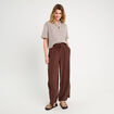 Pantalon large marron foncé femme