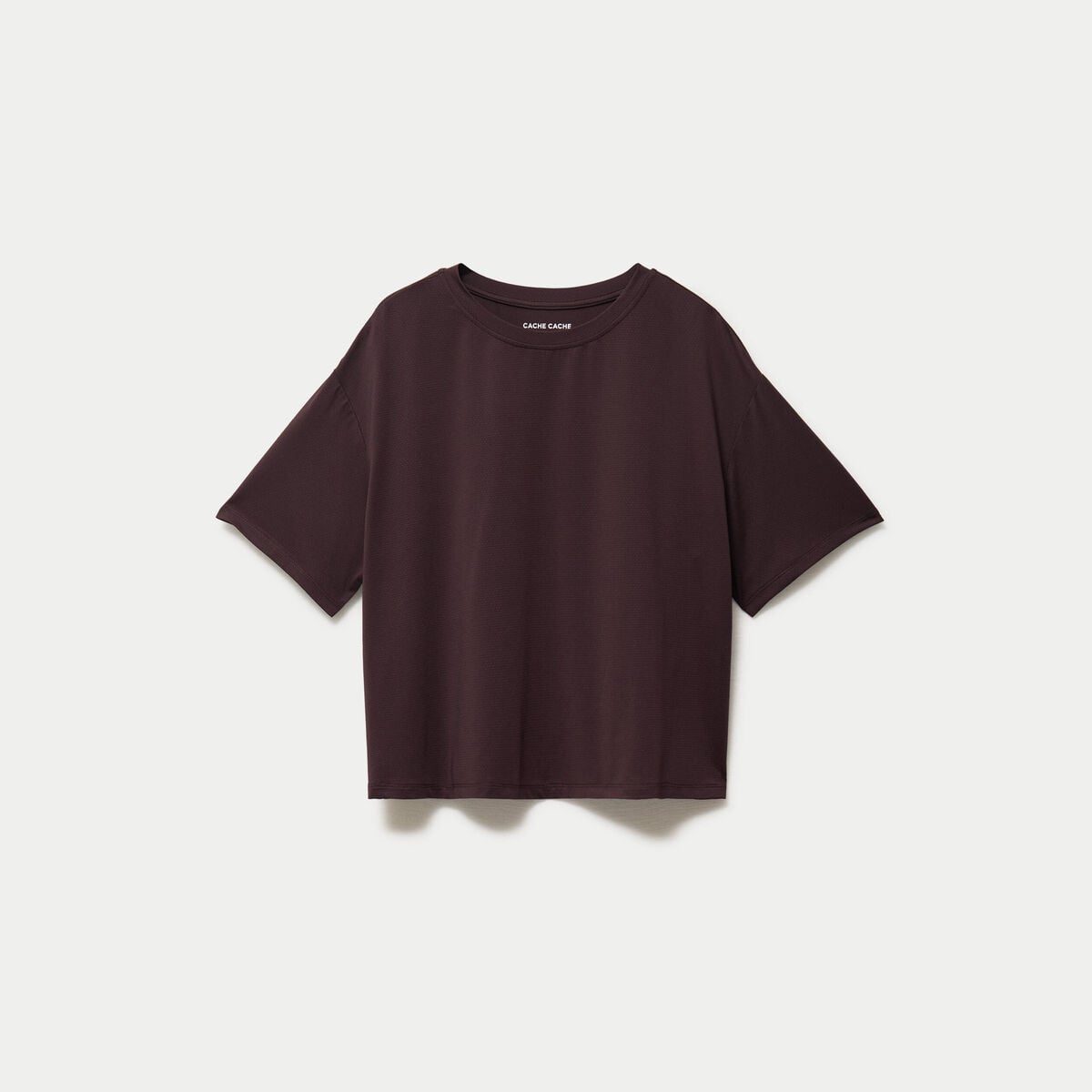 T-shirt manches courtes activewear marron fonc&eacute; femme