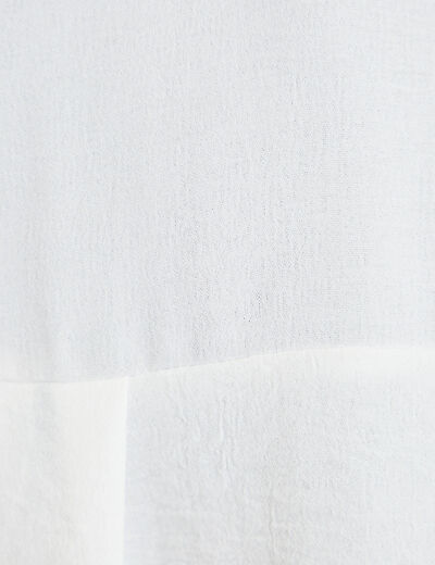 Chemise droite pliss&eacute;e manches longues ecru femme