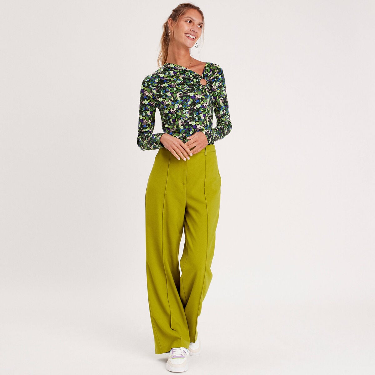 Blouse manches longues anneau vert femme