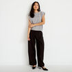 Pantalon bootcut ceinture taille haute noir femme