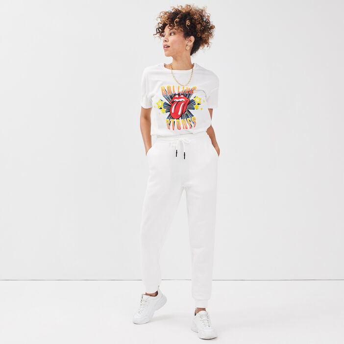 T-shirt Rolling Stones ecru femme