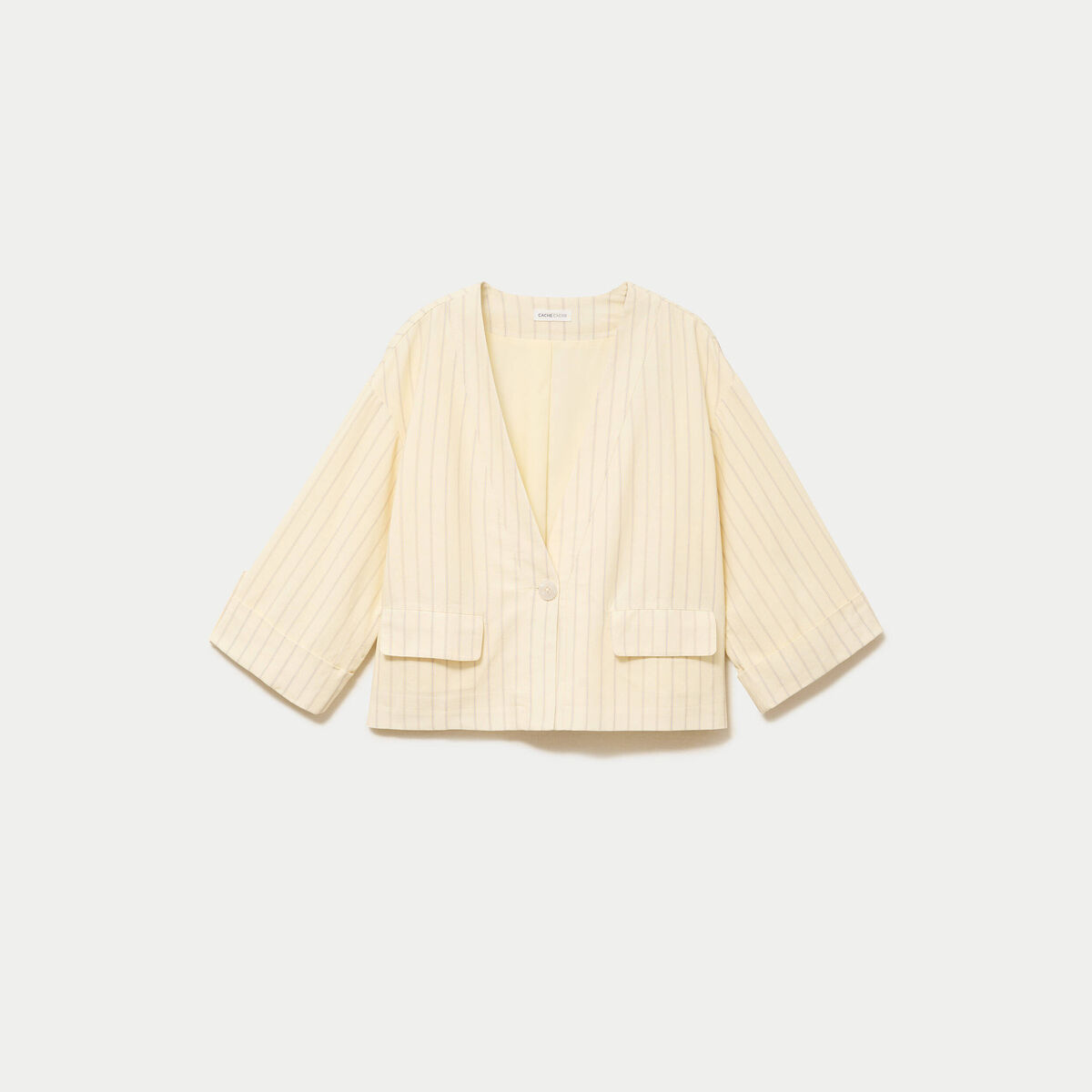 Veste ample manches 3/4 jaune pastel femme